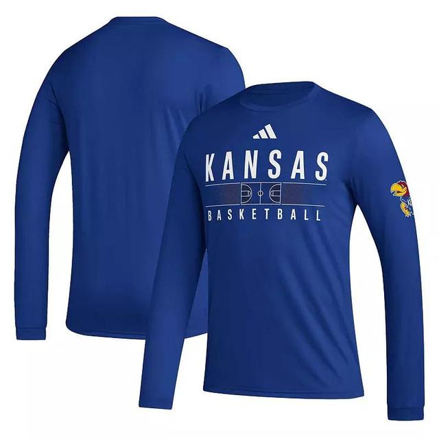 Mens adidas Royal Kansas Jayhawks Practice Basketball Pregame AEROREADY Long Sleeve T-Shirt Product Image