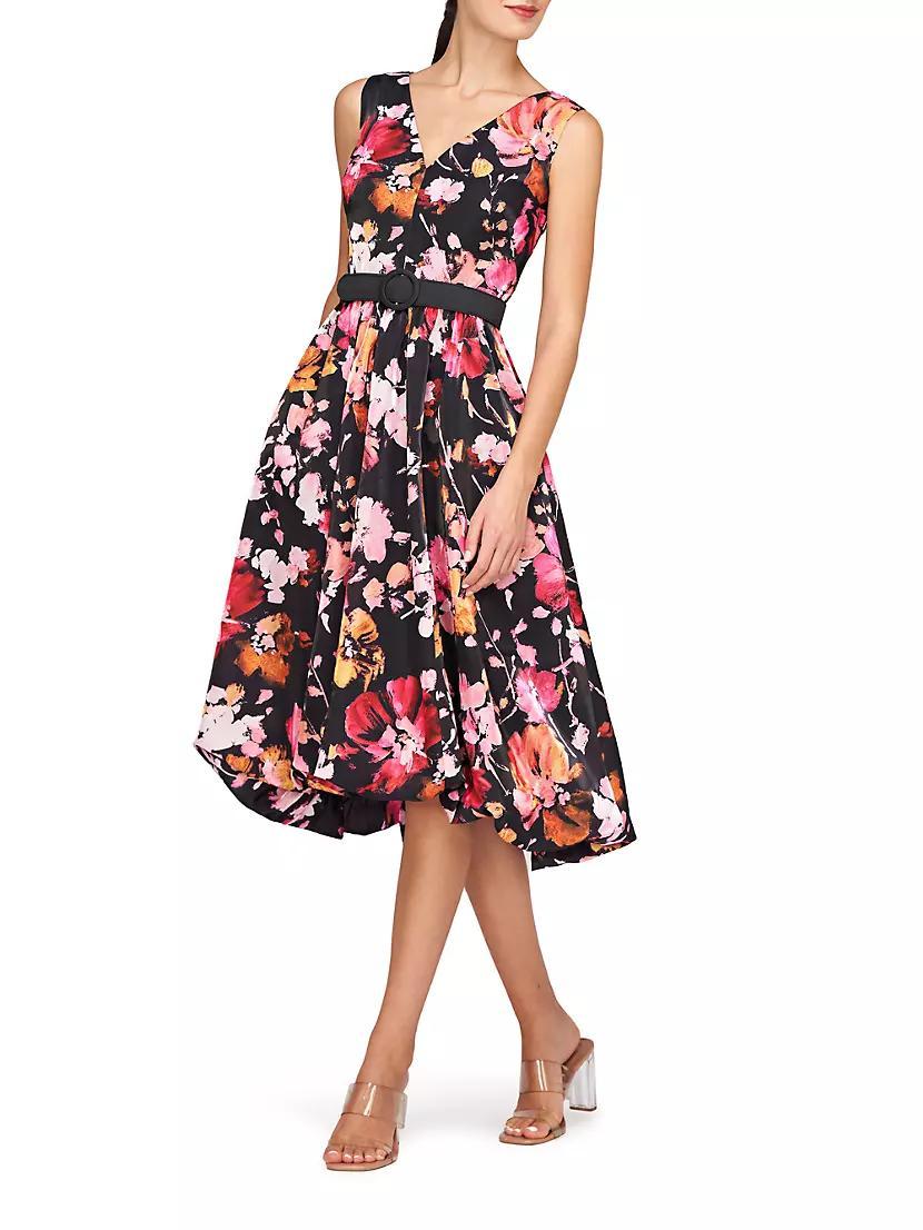 Viola Floral Organza Bubble-Hem Midi-Dress Product Image