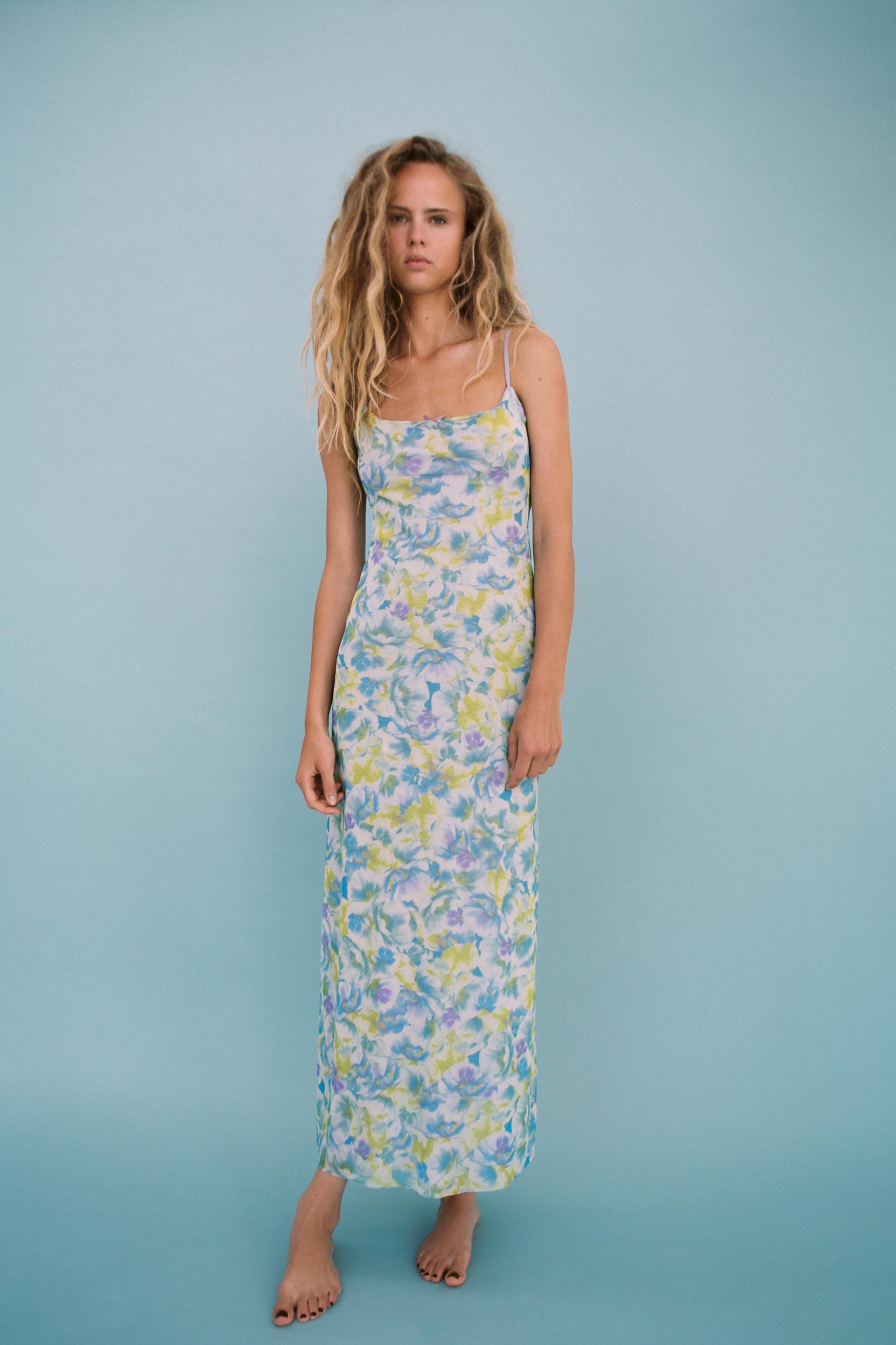 PRINTED TULLE MIDI DRESS WITH BOW product image