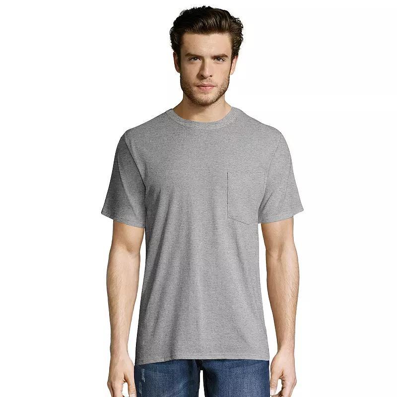 Hanes Mens Short Sleeve Workwear Crewneck T-Shirt 2pk - Light Steel Product Image