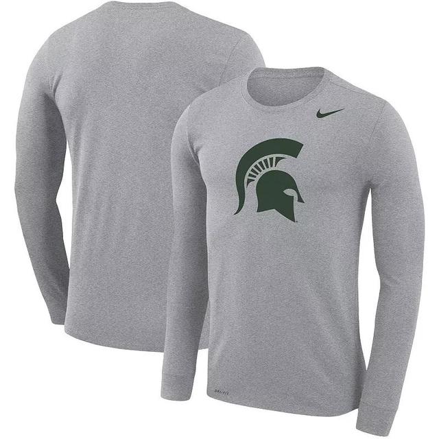 Mens Nike Heathered Gray Michigan State Spartans School Logo Legend Performance Long Sleeve T-Shirt MSU Grey Product Image