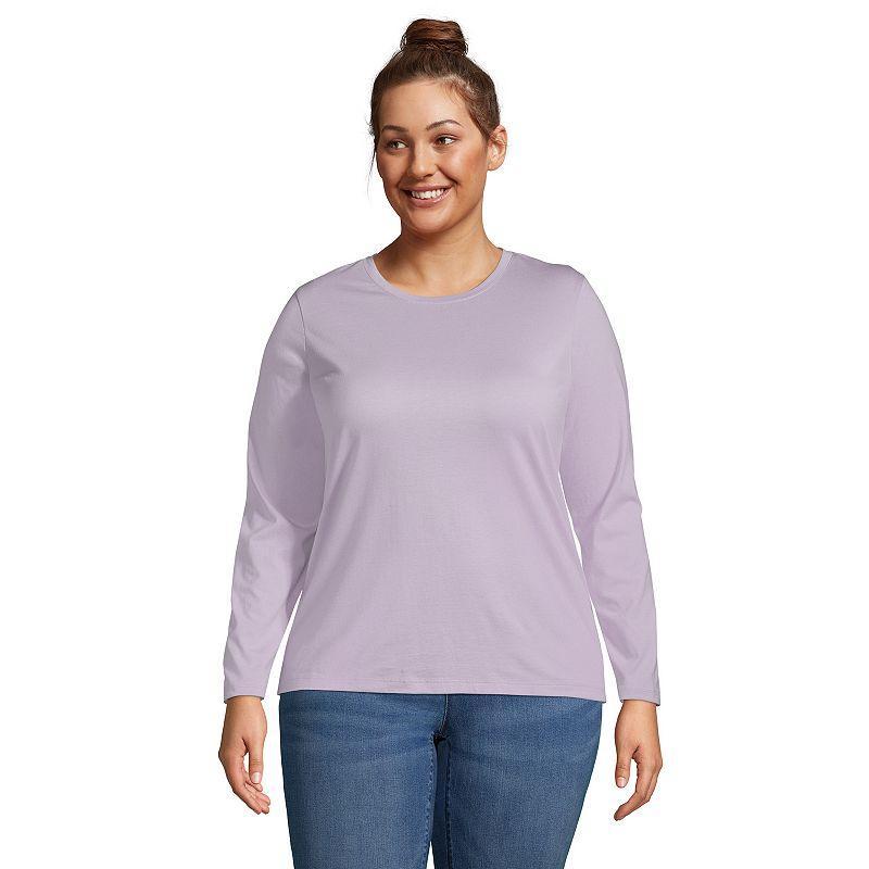 Plus Size Lands End Relaxed Supima Cotton Crewneck Tee, Womens Rich Red Product Image