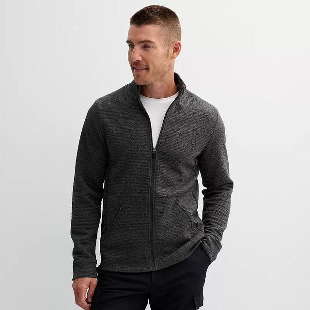 Mens FLX Full-Zip Textured Pullover Grey Grey Product Image