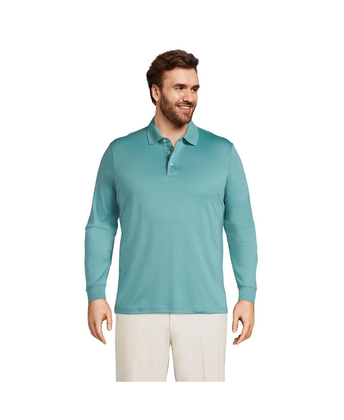 Lands End Mens Big & Tall Long Sleeve Supima Interlock Polo Shirt Product Image