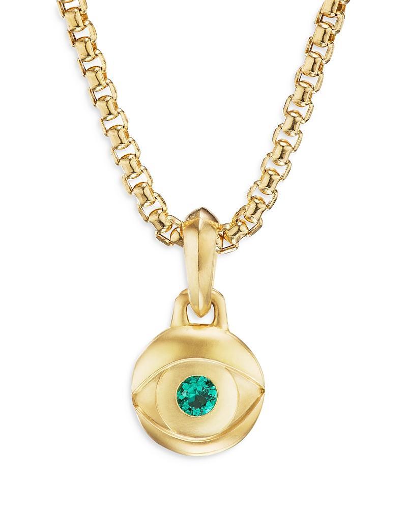 David Yurman Mens 18K Yellow Gold Amulets Emerald Evil Eye Pendant Product Image