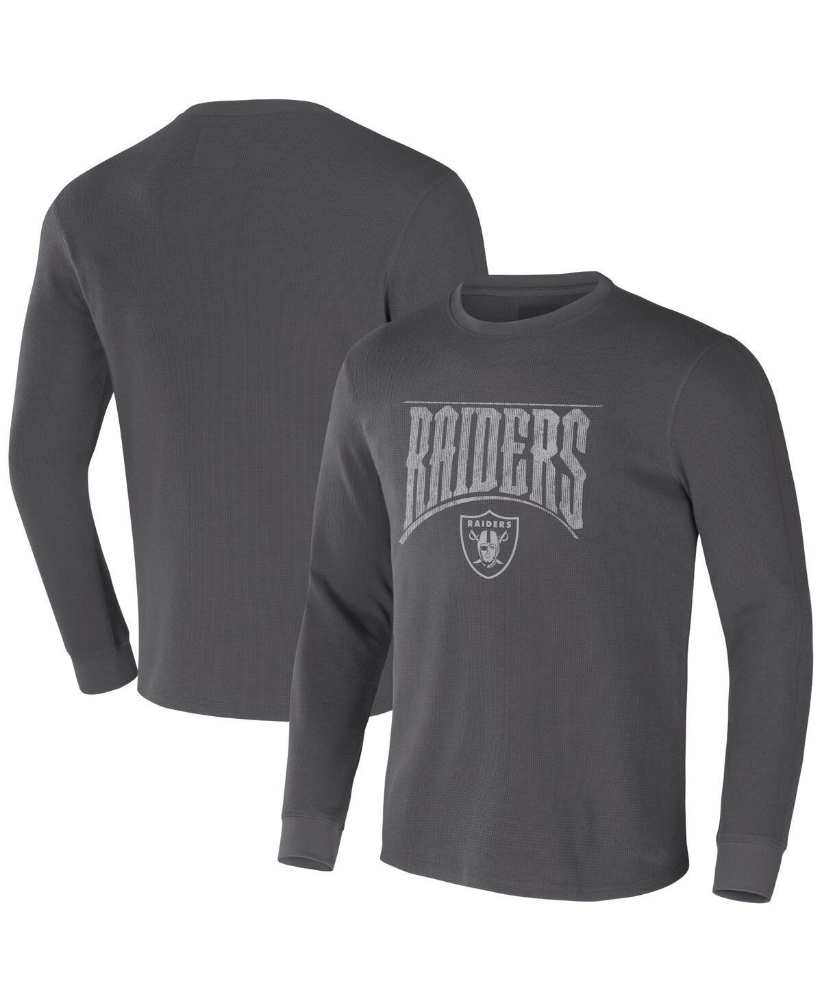 Mens NFL x Darius Rucker Collection by Fanatics Charcoal Las Vegas Raiders Long Sleeve Thermal T-Shirt Product Image