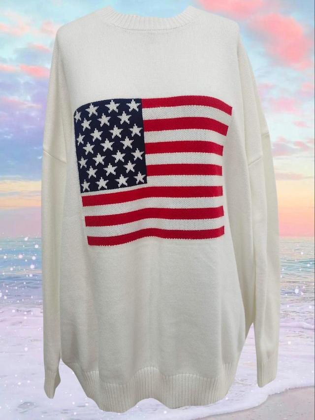 Luxury American Flag Oversized Sweater Product Image