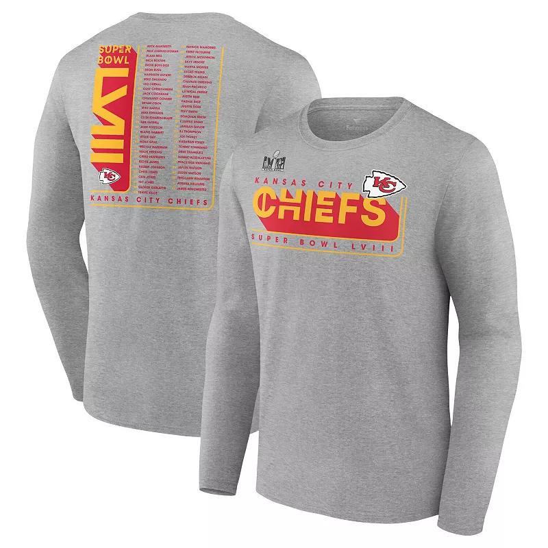 Mens Fanatics Branded Heather Charcoal Kansas City Chiefs Super Bowl LVIII Roster Long Sleeve T-Shirt Product Image