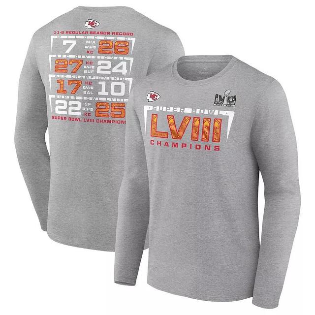 Mens Fanatics Branded Heather Kansas City Chiefs Super Bowl LVIII Champions Counting Points Score Long Sleeve T-Shirt Grey Product Image