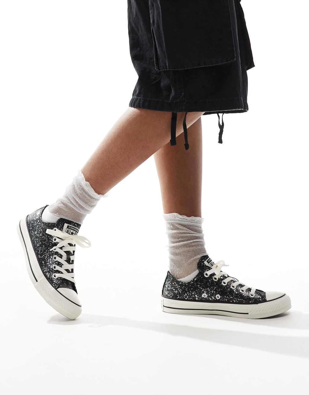 Converse Chuck Taylor All Star Glitter sneaker in black Product Image