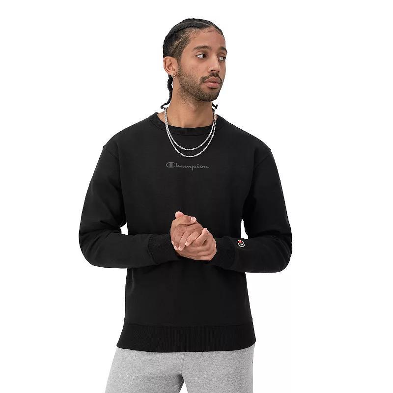 Mens Champion Powerblend Crewneck, Script Logo Black M Product Image