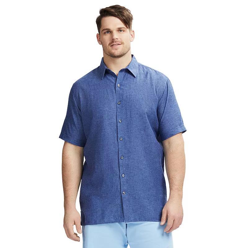 Big & Tall IZOD Linen Blend Short Sleeve Button-Down Shirt, Mens Product Image