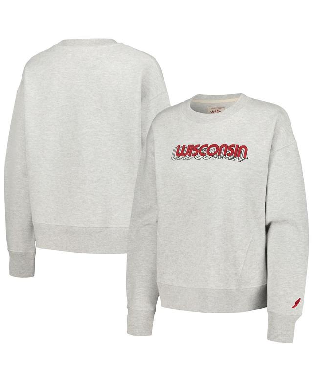 Womens League Collegiate Wear Ash Wisconsin Badgers Boxy Pullover Sweatshirt Product Image