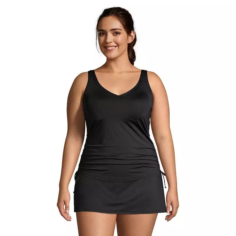 Plus Size Lands End Ruched-Side UPF 50 Tankini Swimsuit Top, Womens Product Image