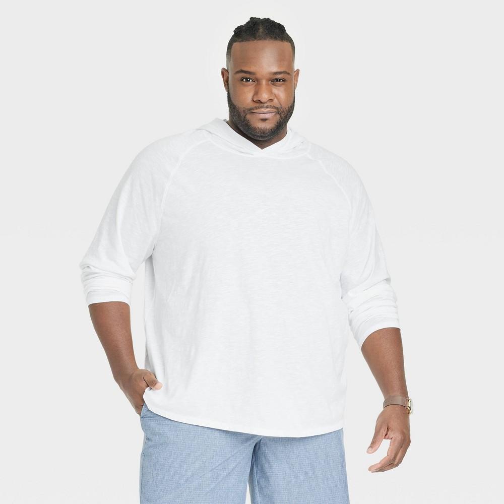 Mens Big & Tall Raglan Sleeve Crewneck Pullover Sweatshirt - Goodfellow & Co White 4XL Product Image