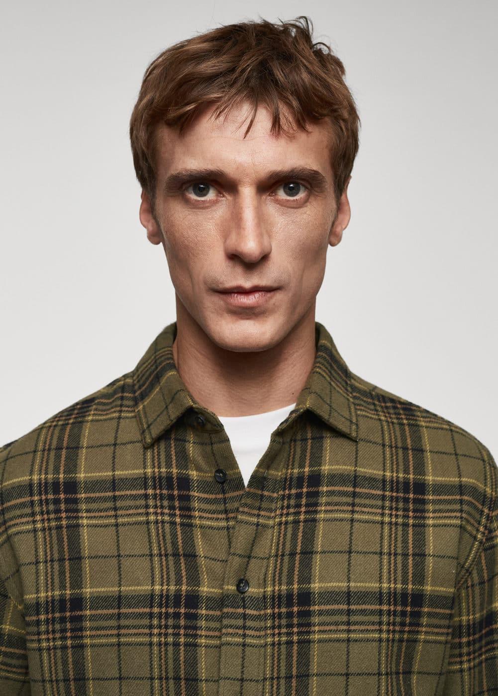 MANGO MAN - Regular fit checked flannel shirt khakiMen Product Image