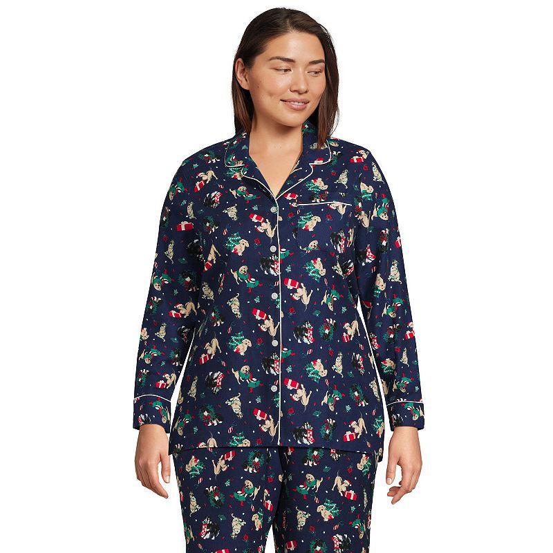 Plus Size Lands End Long Sleeve Flannel Pajama Top, Womens Product Image