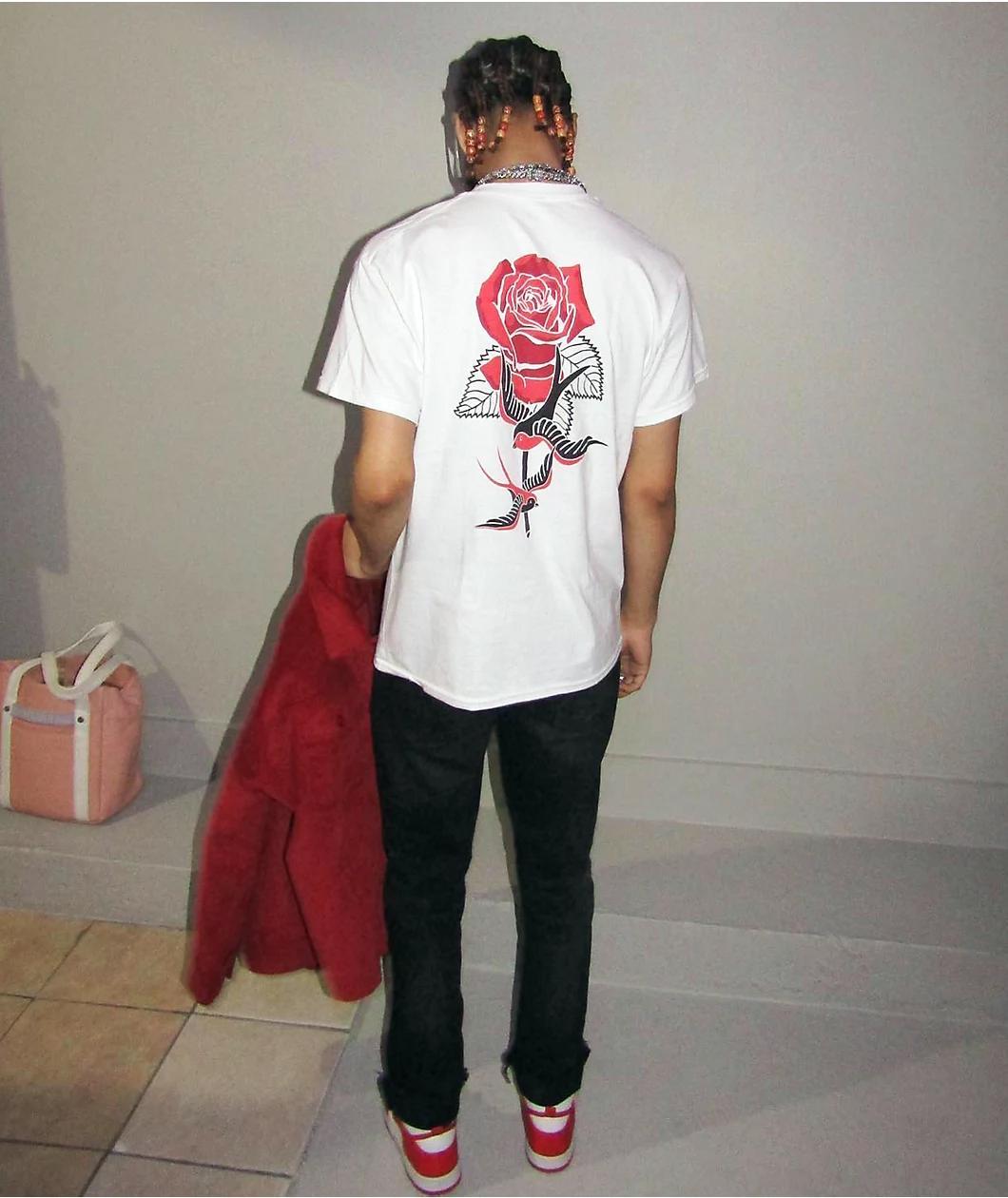 Empyre Swallows And Roses White T-Shirt Product Image