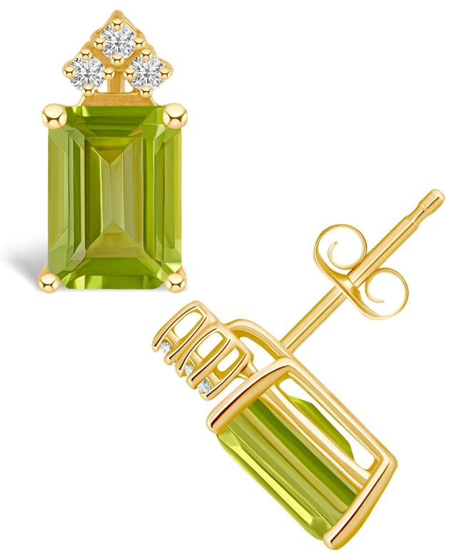 Celebration Gems 14k Gold Gemstone & 1/10 Carat T.W. Diamond Stud Earrings, Womens, Peridot Product Image