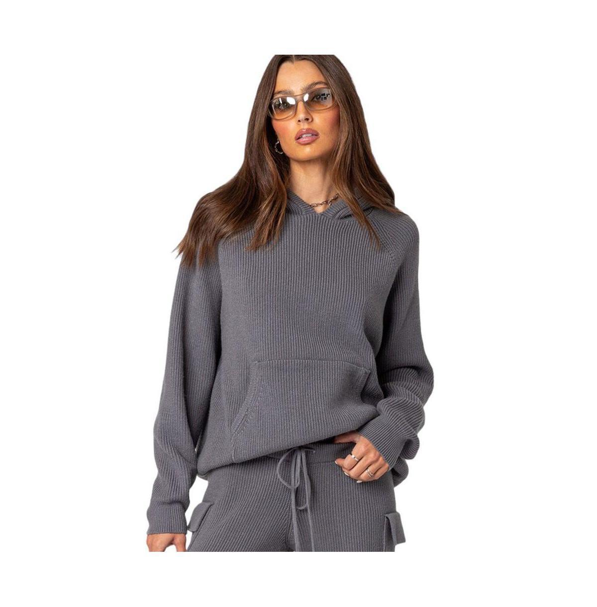 Edikted Womens Wynter oversized knit hoodie Product Image