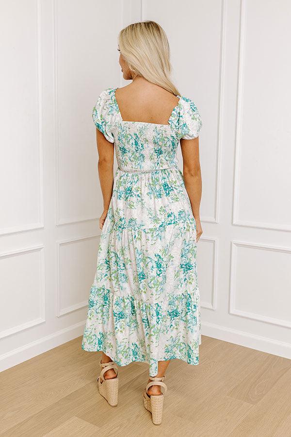 Vineyard Bound Smocked Midi in Green Product Image