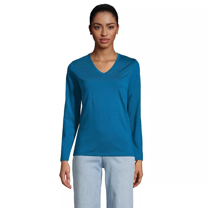 Womens Lands End Relaxed-Fit Supima Cotton V-Neck Tee Product Image