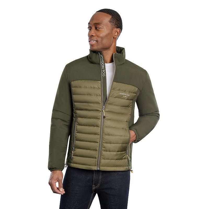 Mens London Fog Stretch Mix Media Jacket Green Product Image