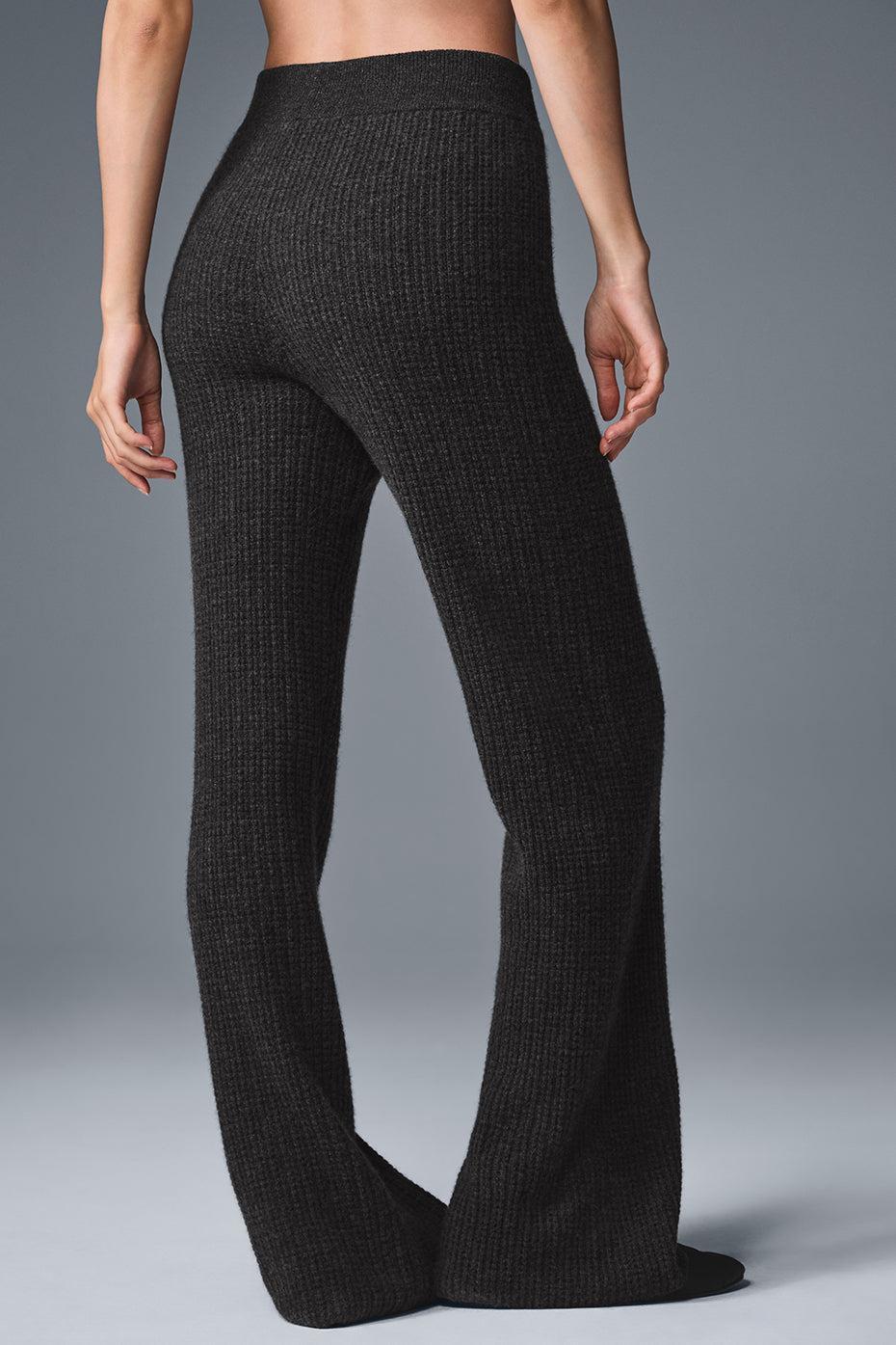 Cashmere High-Waist Plush Waffle Pant - Dark Heather Grey Product Image