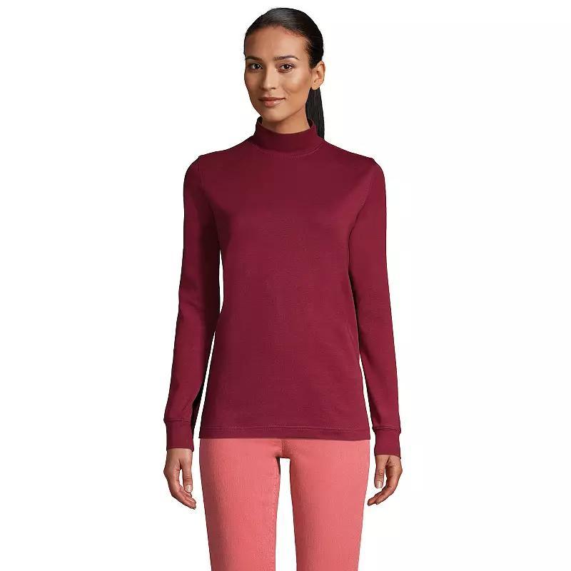 Petite Lands End Relaxed Long Sleeve Mockneck Top, Womens Product Image