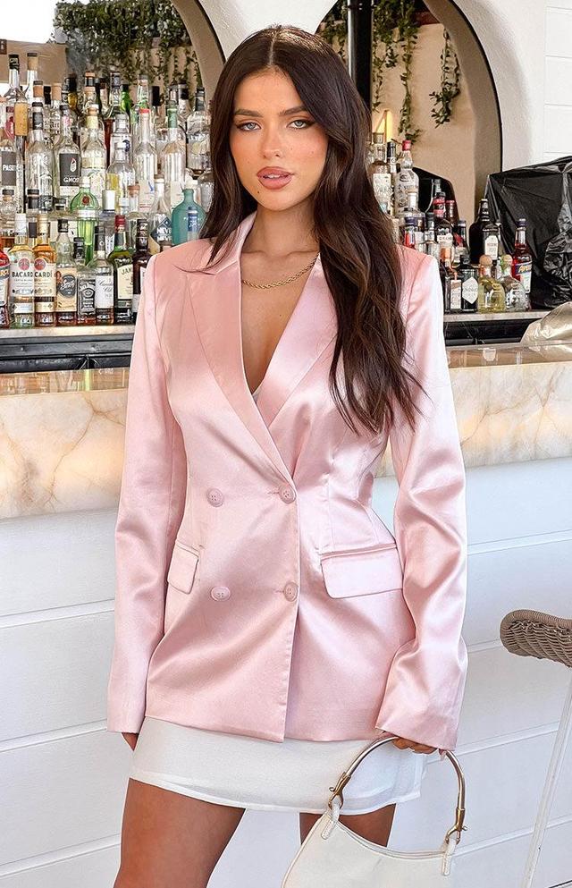 Rose Pink Satin Blazer Product Image