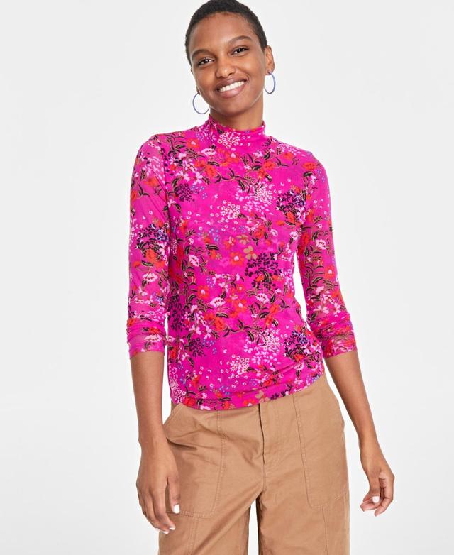 On 34th Womens Mock-Neck Mesh Top, Created for Macys Product Image