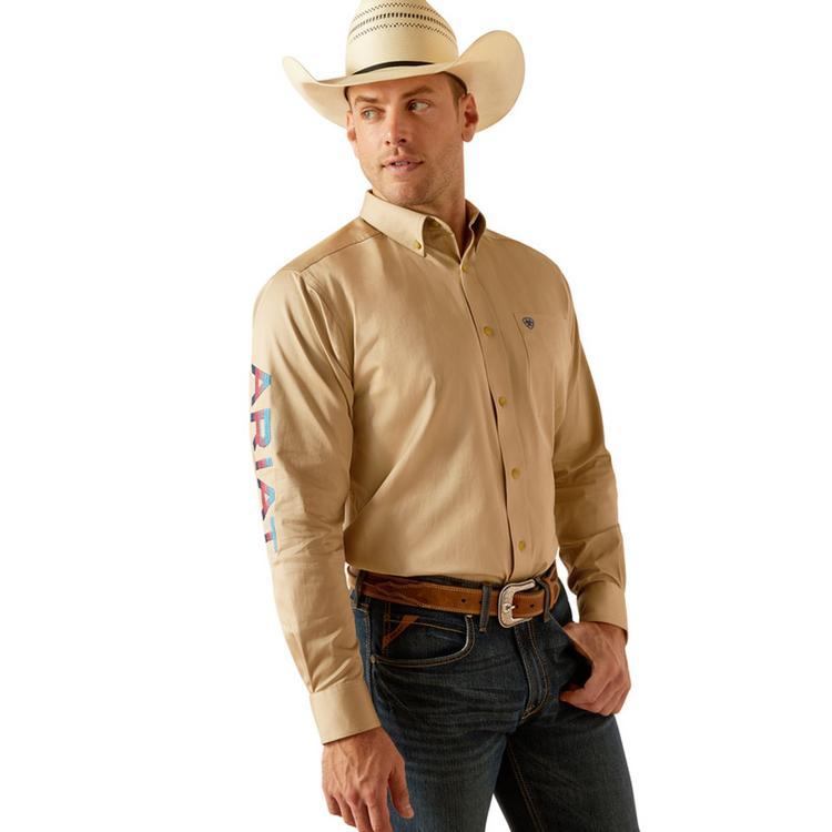 Ariat® Men's L/S Khaki Team Logo Button Shirt product image