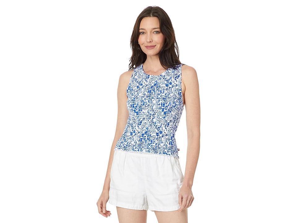 Tommy Hilfiger Womens Fontaine Floral-Print Smocked Cotton Tank Top Product Image