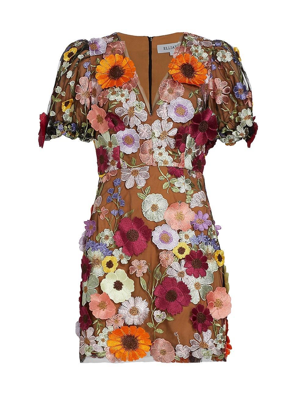 Womens Rosalind Floral Applique Minidress Product Image