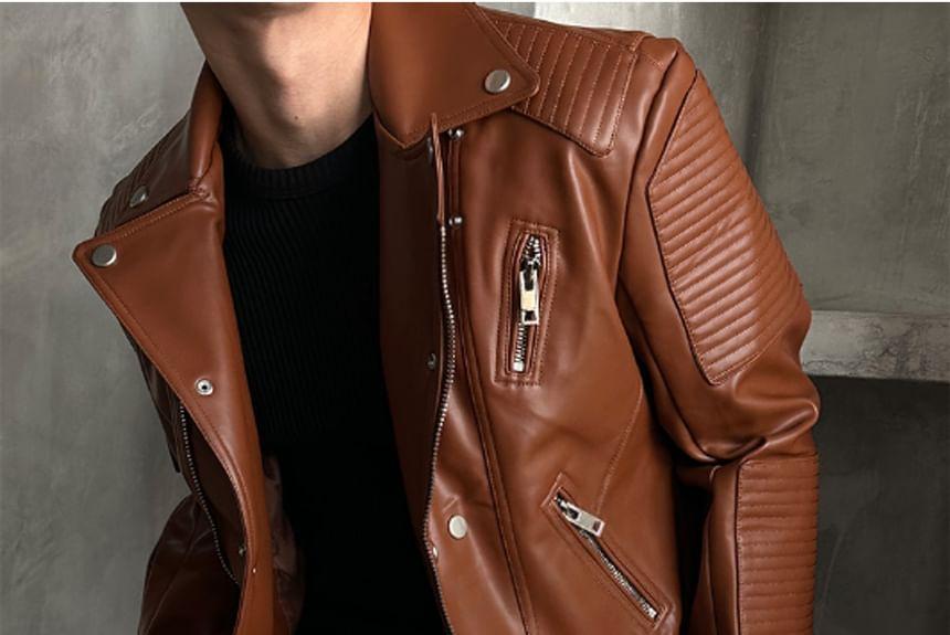 Faux-Leather Biker Jacket Product Image