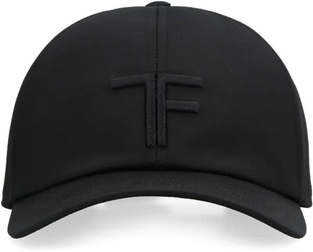 Cotton Baseball Cap Curved Brim In Black Product Image