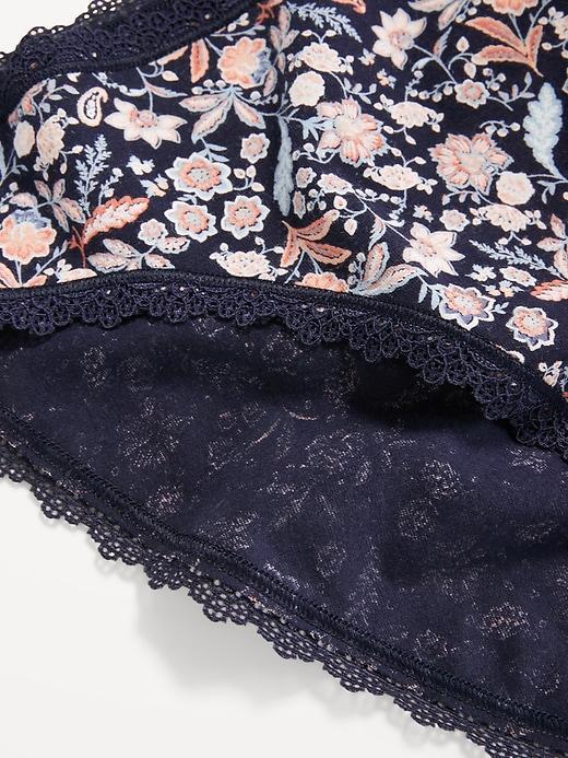 High-Waisted Lace-Trim Bikini Underwear Product Image