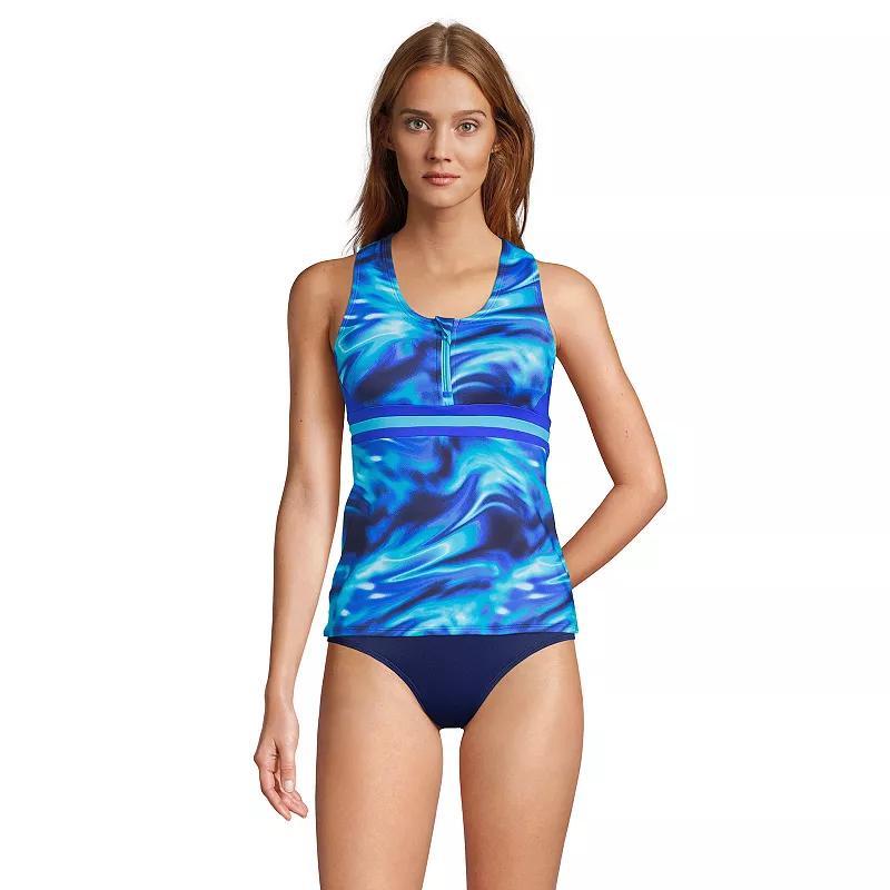 Womens Lands End Zip-Front Tankini Swim Top Product Image