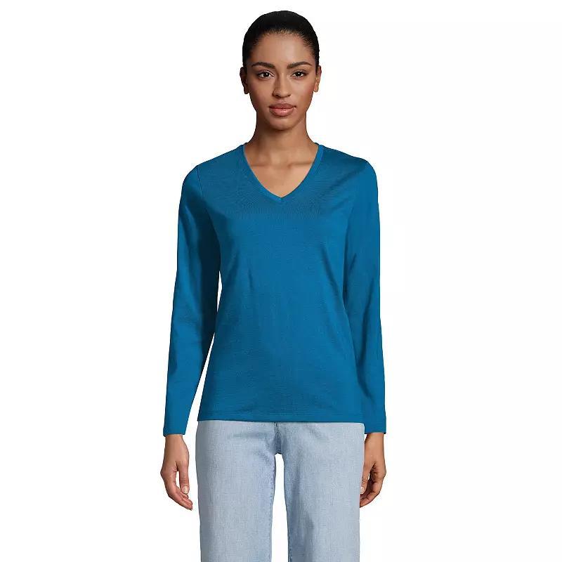 Womens Lands End Relaxed-Fit Supima Cotton V-Neck Tee Product Image