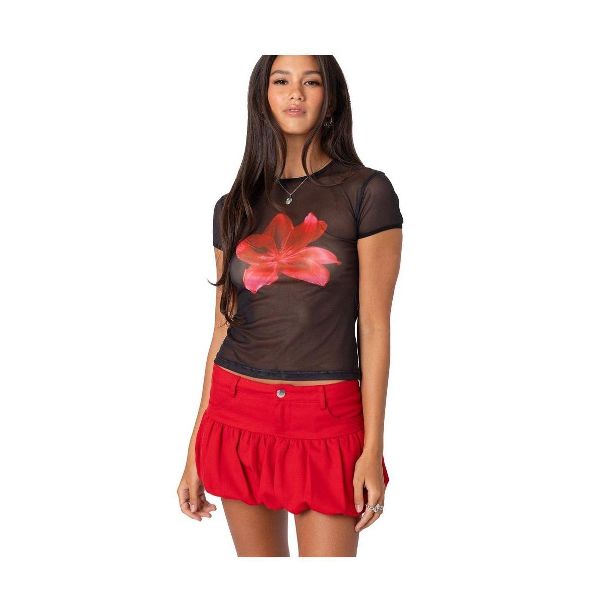 Edikted Womens Aloha sheer mesh T shirt Product Image