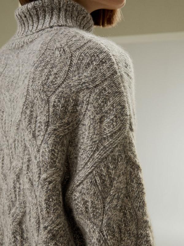 Cable-Knit Cashmere Turtleneck Sweater  Product Image