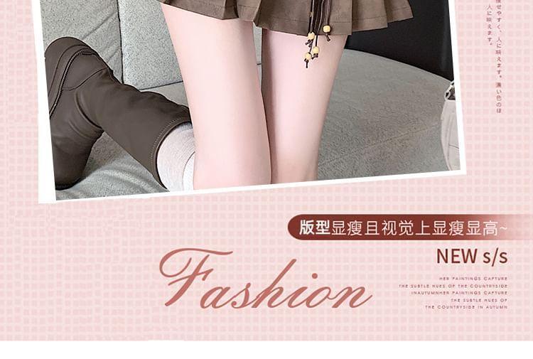 High Rise Plain Mini Pleated Skirt Product Image