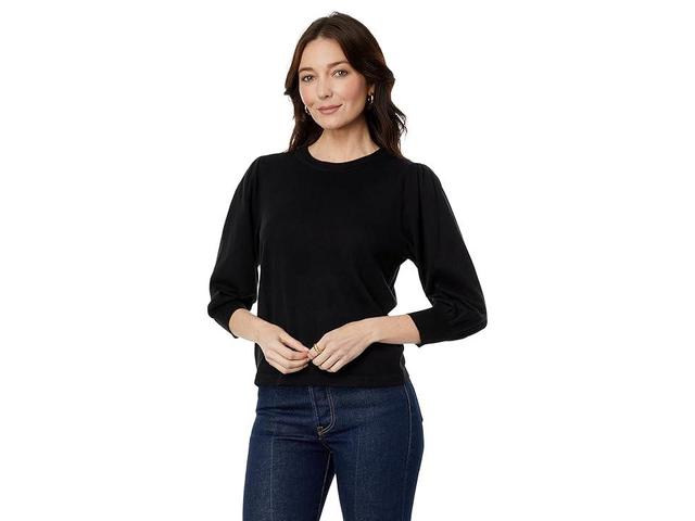 Lilla P Rib Trim Puff Sleeve Sweater Women's Clothing Product Image