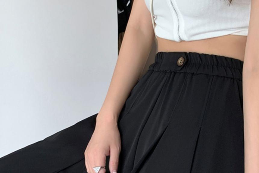 High Waist Plain Wide Leg Dress Shorts Product Image