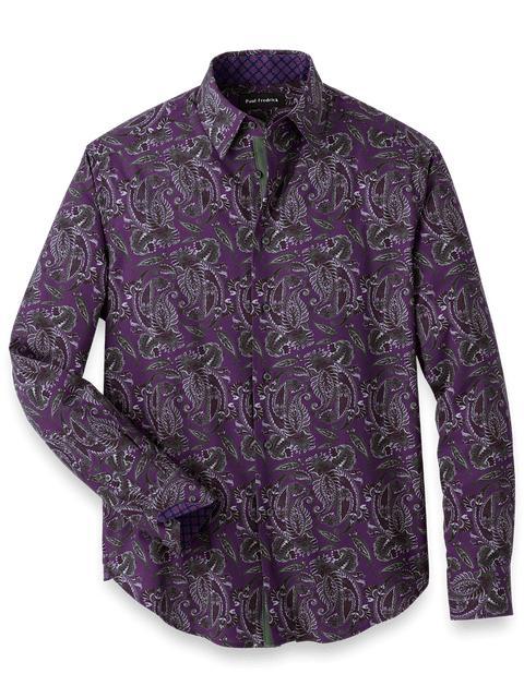 Performance Stretch Paisley Casual Shirt - Purple Product Image