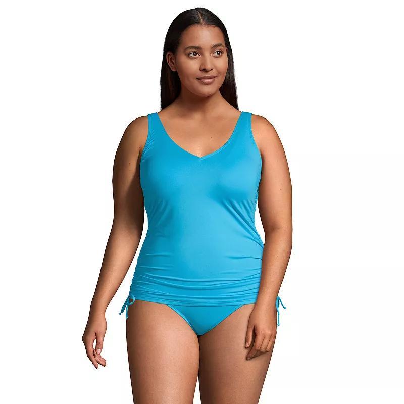 Plus Size Lands End Ruched-Side UPF 50 Tankini Swimsuit Top, Womens Product Image