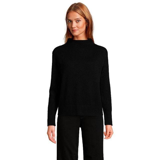 Womens Lands End Cashmere Funnel Neck Sweater Black Product Image