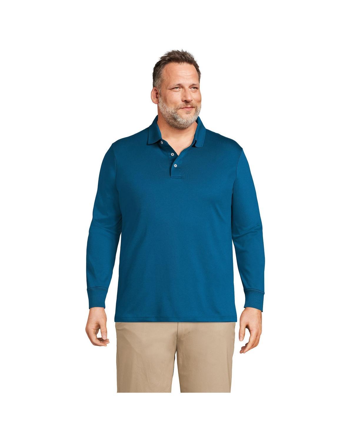 Lands End Mens Big & Tall Long Sleeve Supima Interlock Polo Shirt Product Image