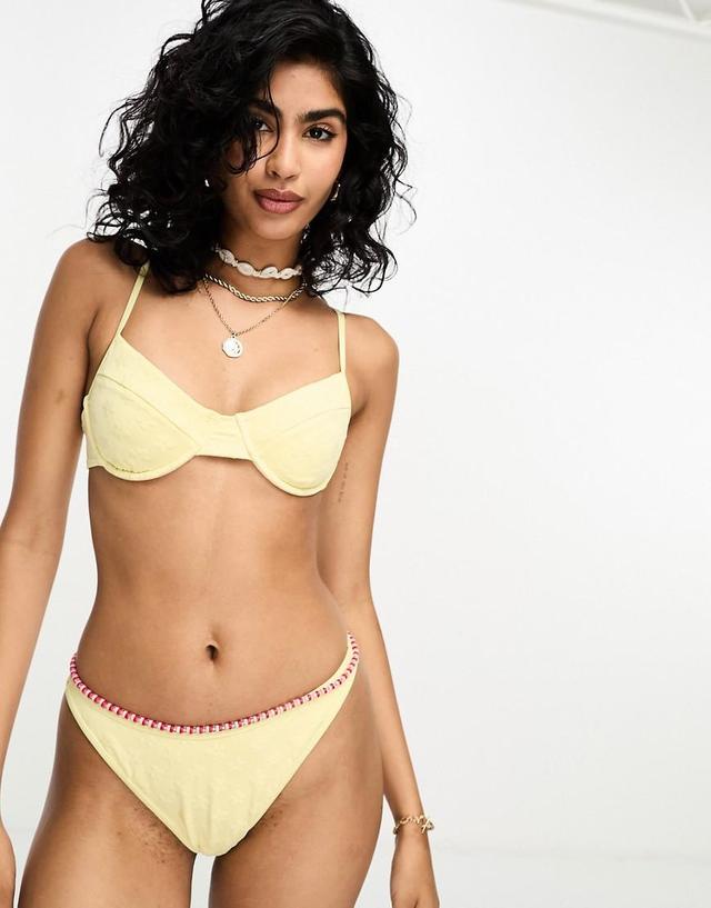 PacSun emma daisy cup detail bikini top in yellow - part of a set Product Image