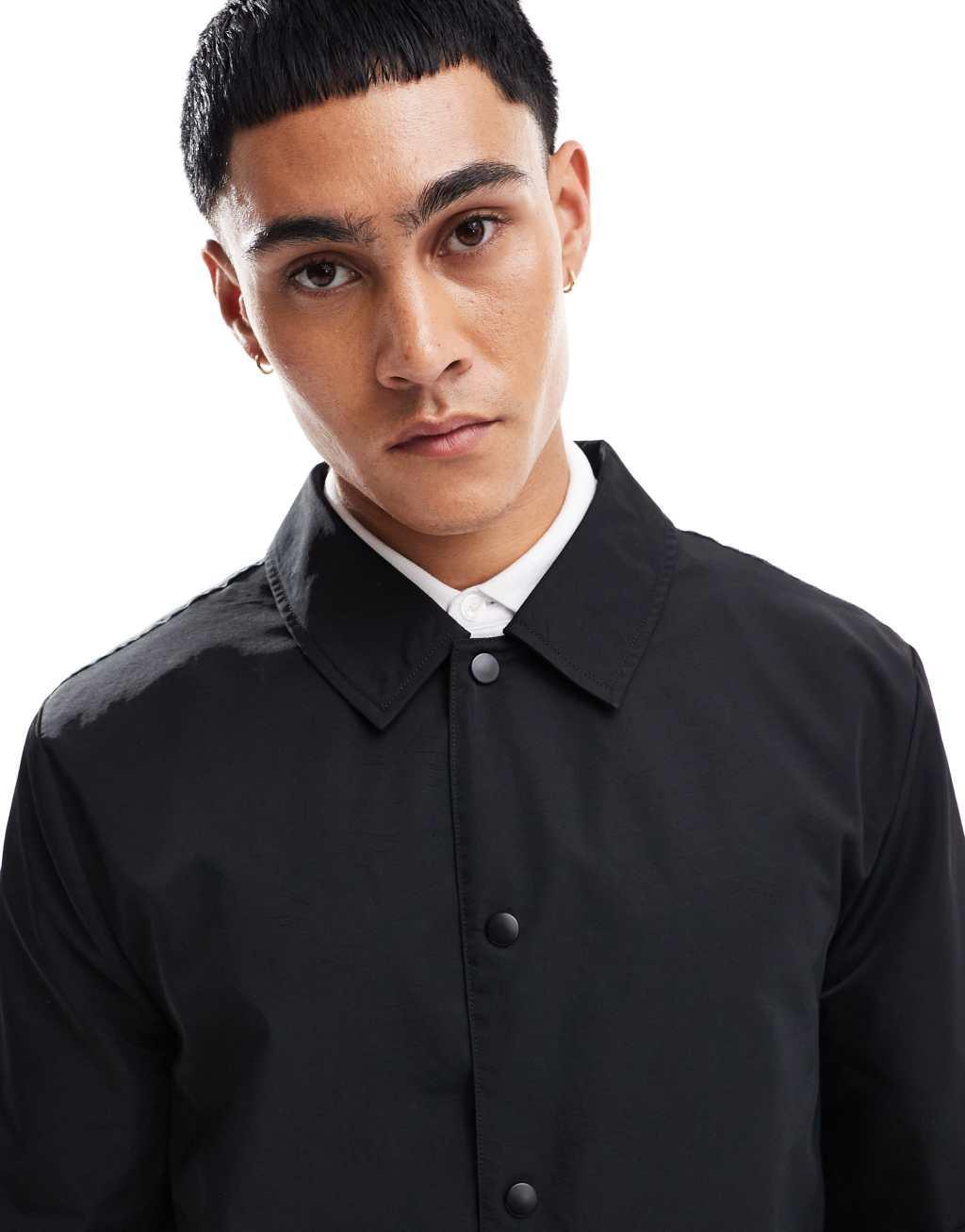 ASOS DESIGN lightweight harrington jacket in black Product Image